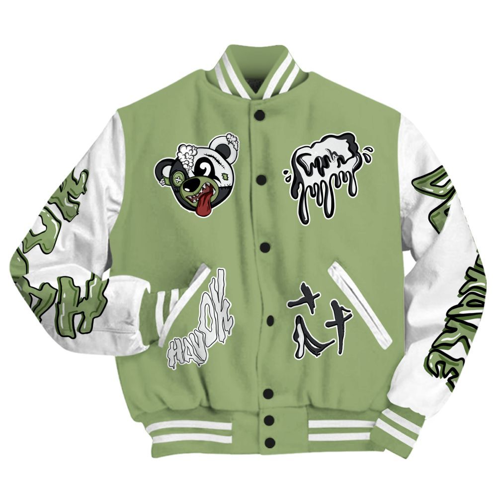 Varsity Jacket To Match Oil Green 4s - Havok Bear All Over Print