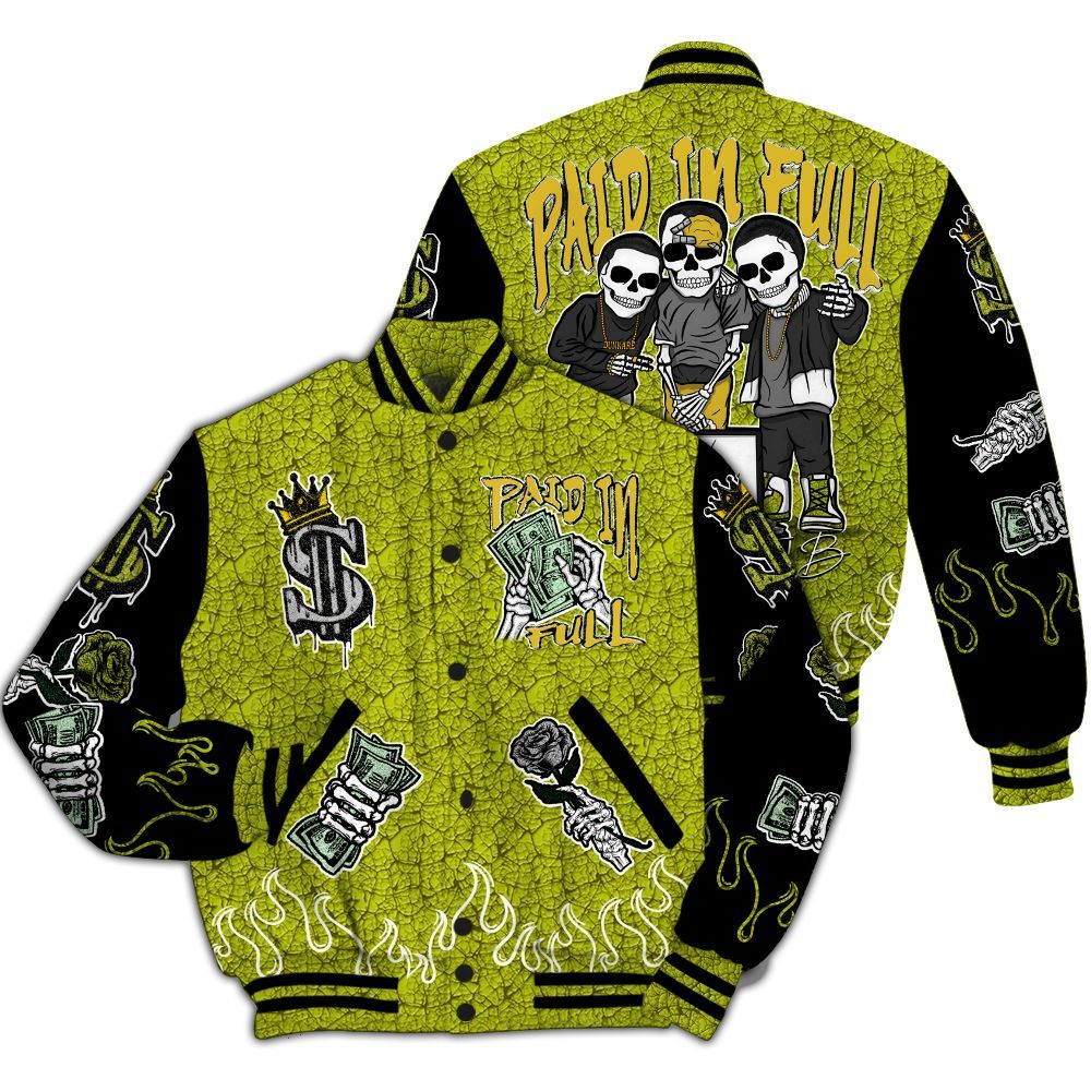 Varsity Jacket To Match Dunk Low QS Halloween Skull - Fire Everybody Paid In All Over Print