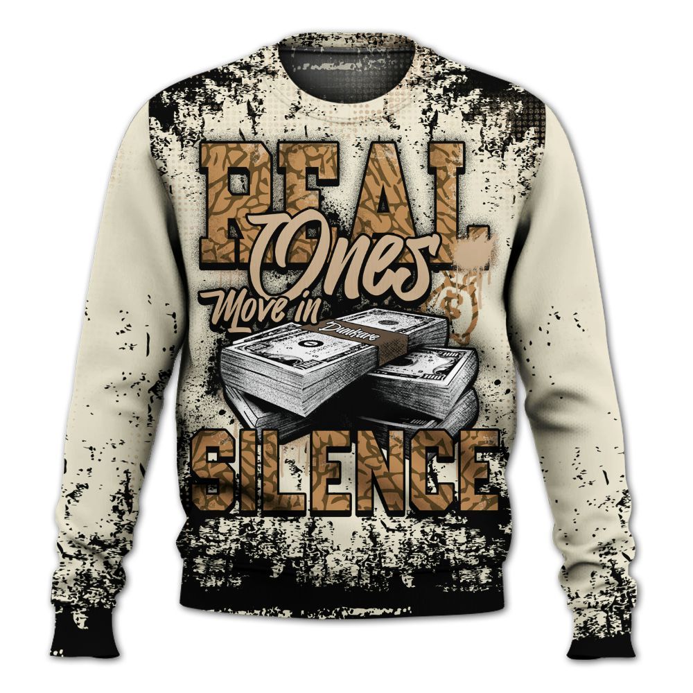 Sweatshirt To Match Orewood Brown 3s - Move In Silence Money Street Retro All Over Print