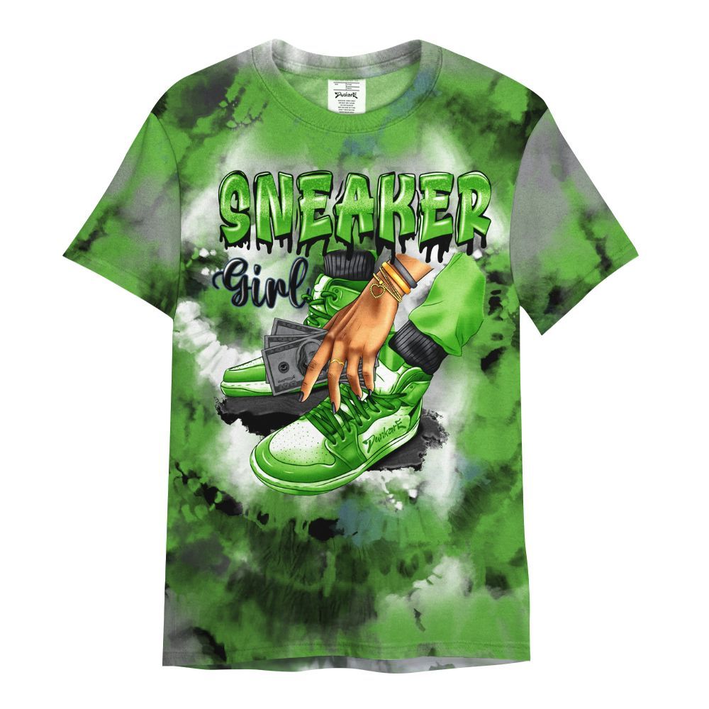 Shirt To Match Retro Green Bean 5s - SNEAKER Girl Money Drip Tie Dye All Over Print