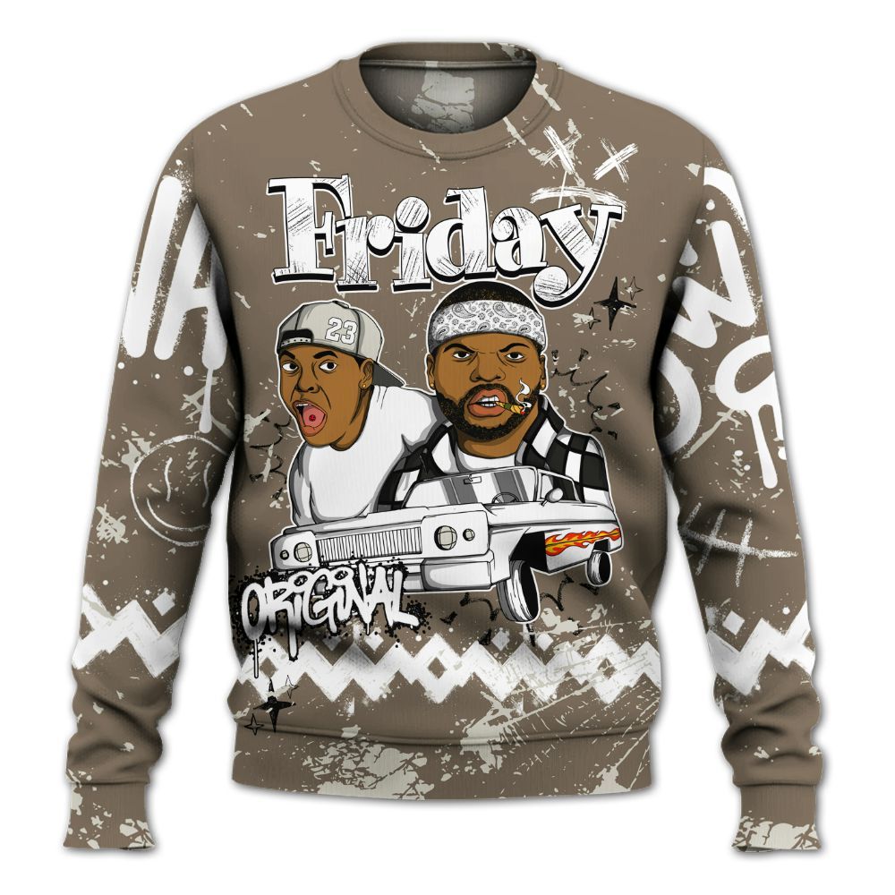 Sweatshirt To Match Low OG Dark Mocha 1s - Friday Sneaker Crayon All Over Print