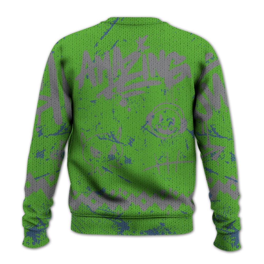 Knitted Sweater To Match Retro Green Bean 5s - Friday Sneaker Crayon
