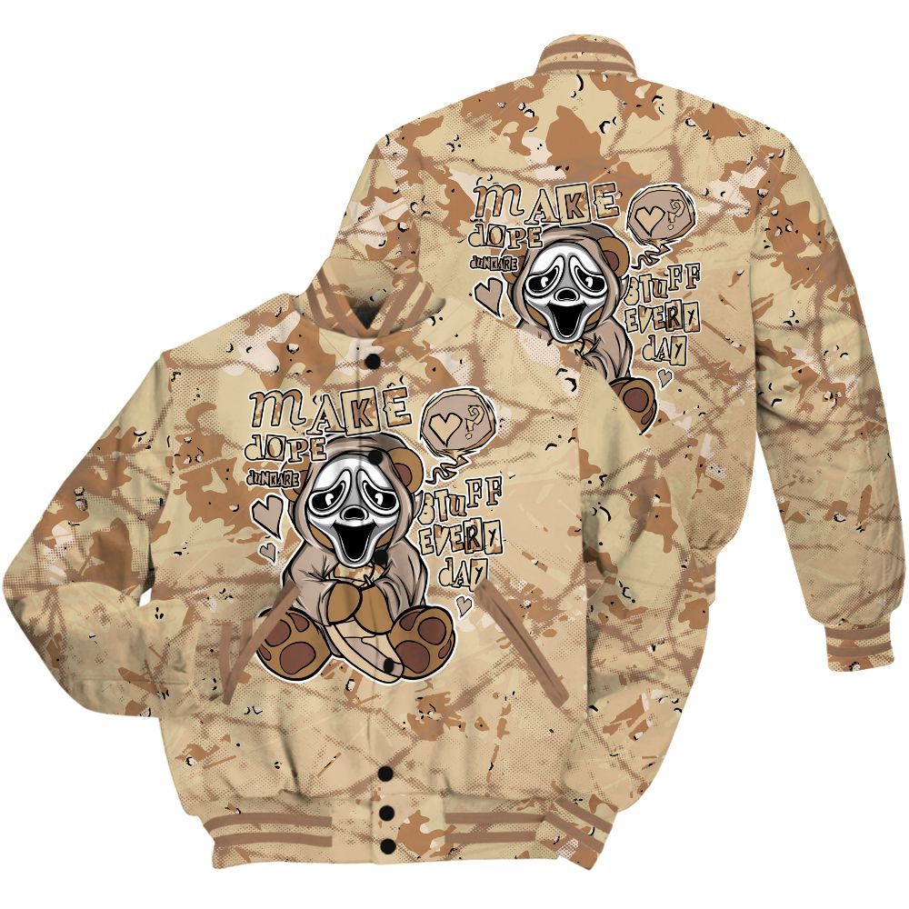 Varsity Jacket To Match Desert Camo 3s Shirt - Make Dopes Bear Profound All Over Print
