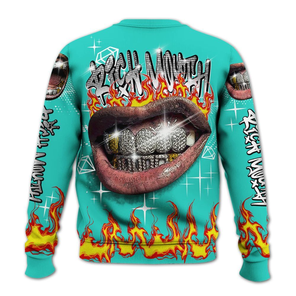 Sweatshirt To Match Dunk Low Clear Jade - Rich Mouth Fire Rap Retro 90s All Over Print