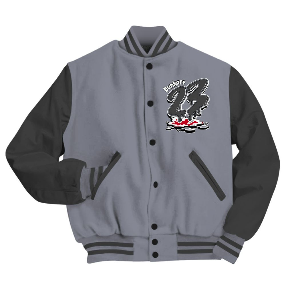 Varsity Jacket To Match Retro Black Flint 13s - Custom Name 23 Drip All Over Print