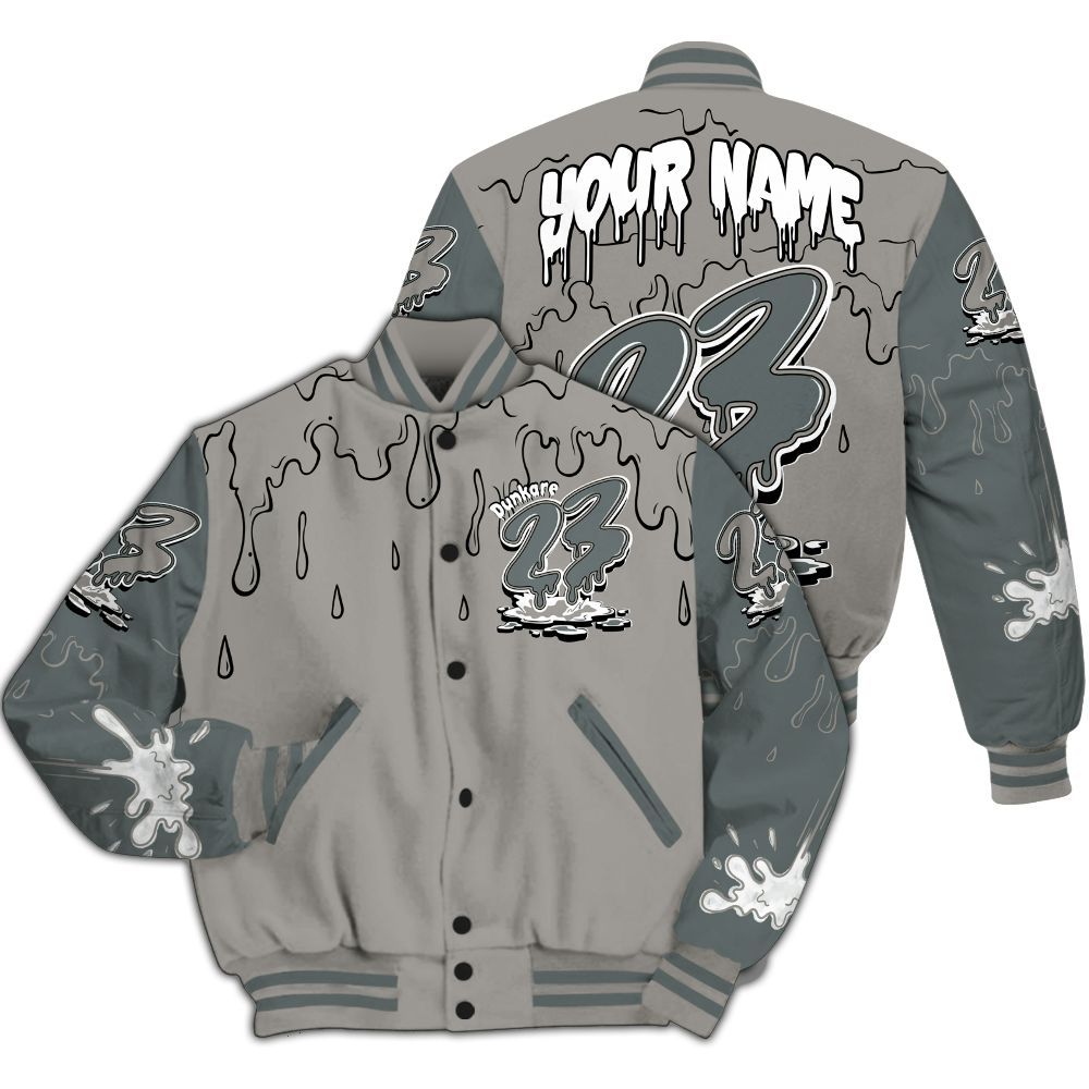 Varsity Jacket To Match Cool Grey 9s - Custom Name 23 Drip All Over Print