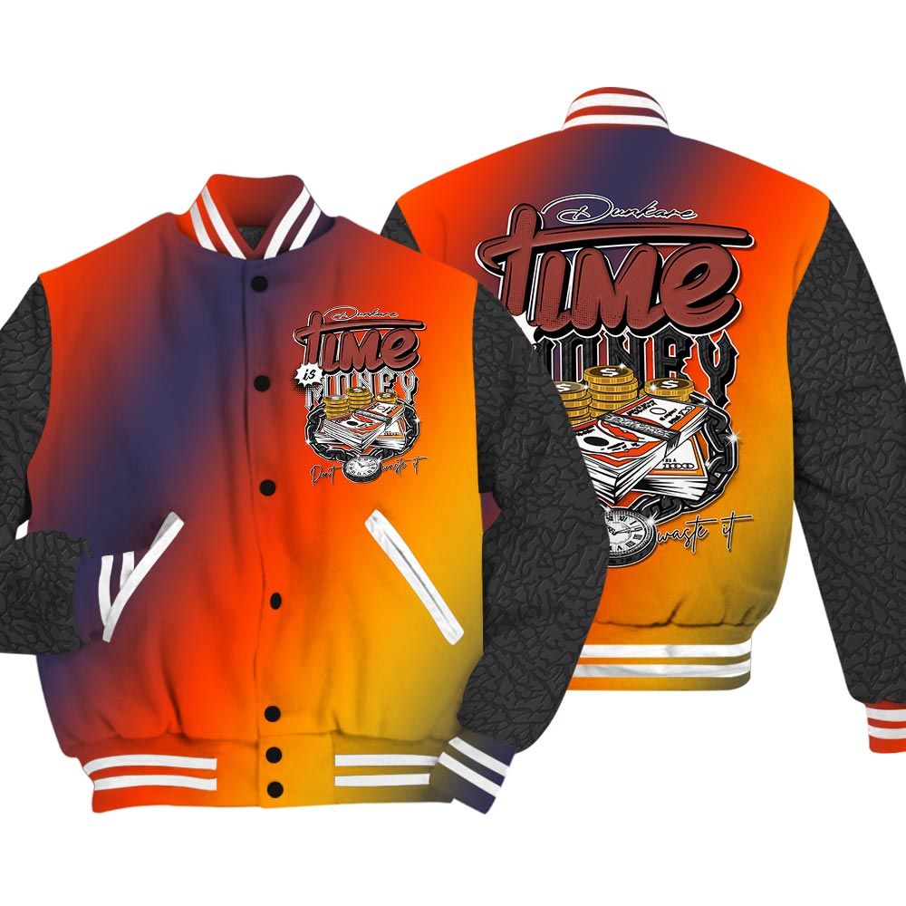 Varsity Jacket To Match J Balvin Rio 3s - Time Is Money Varsity Jacket Outfit 1305 HDT