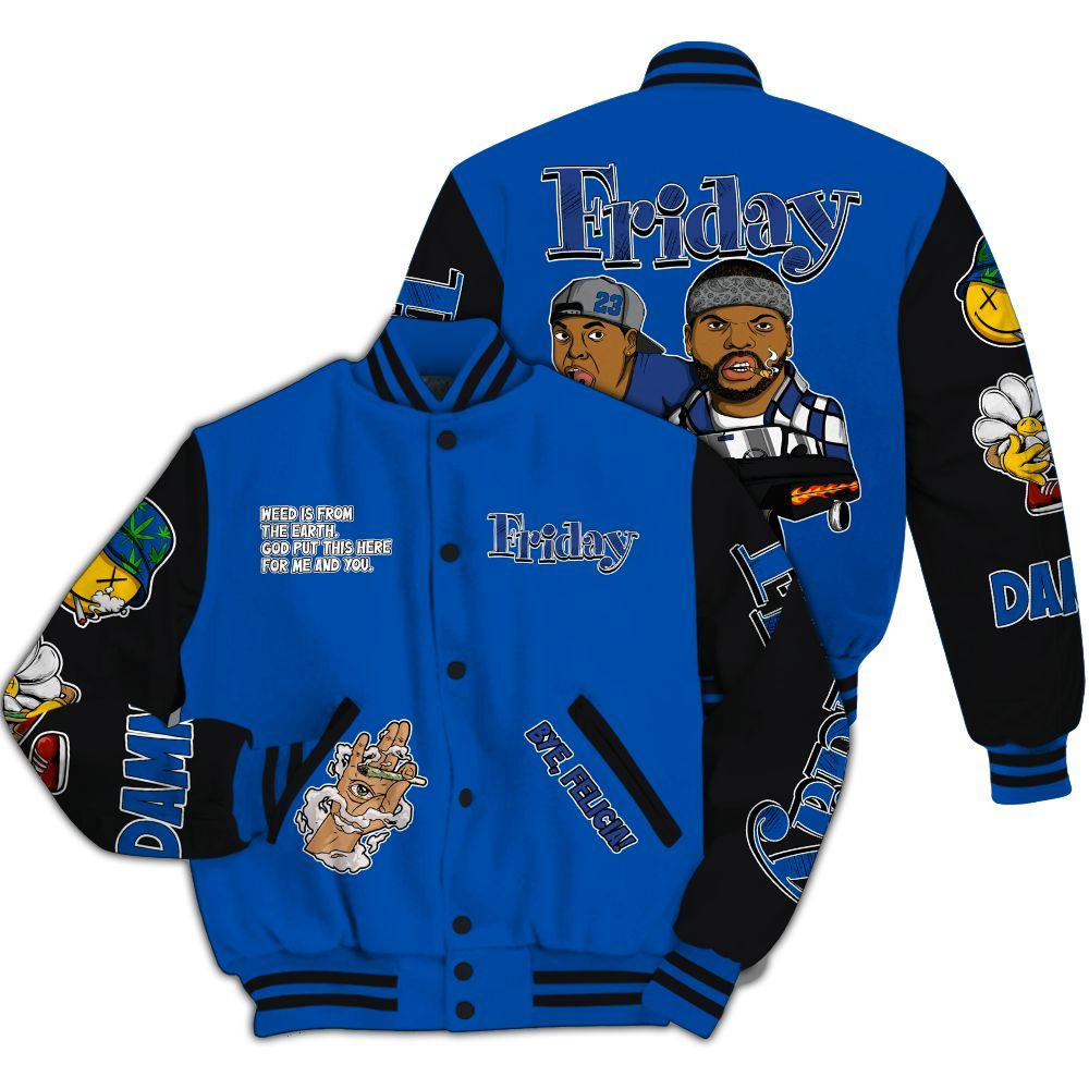 Varsity Jacket To Match Racer Blue 5s - Friday Sneaker Stress Style All Over Print