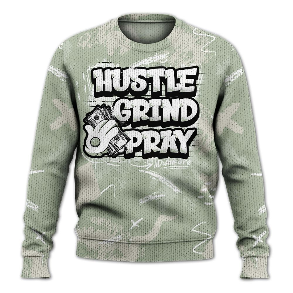 Knitted Sweater To Match Seafoam Sail 4s - Hustle Grind Pray Retro