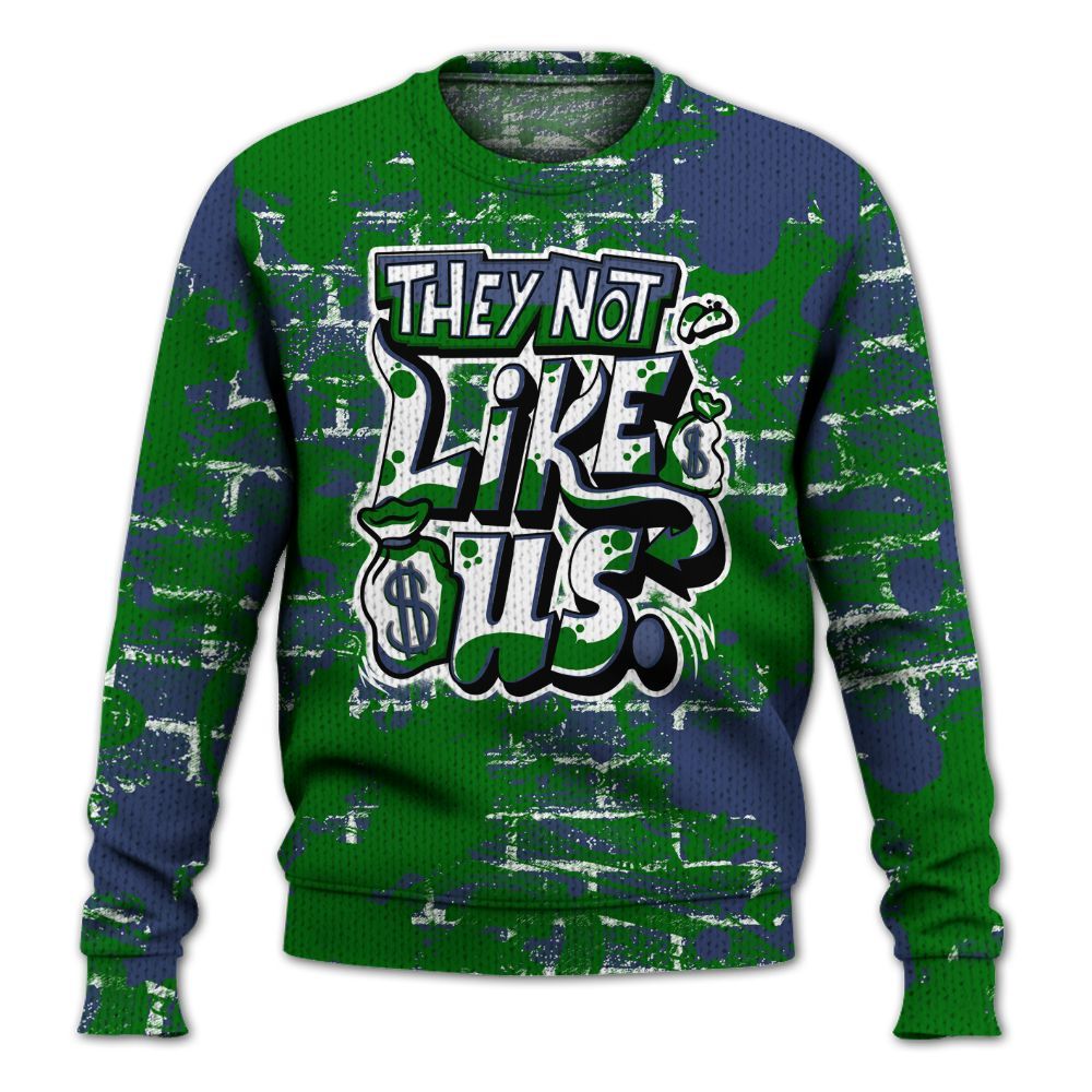 Knitted Sweater To Match Midnight Navy 13s - Dislike Us Graphic Street Art