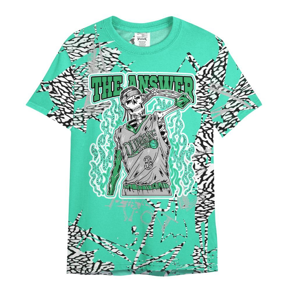 Shirt To Match Black Green Glow 3s - Allen Answer Skeleton Messyz All Over Print