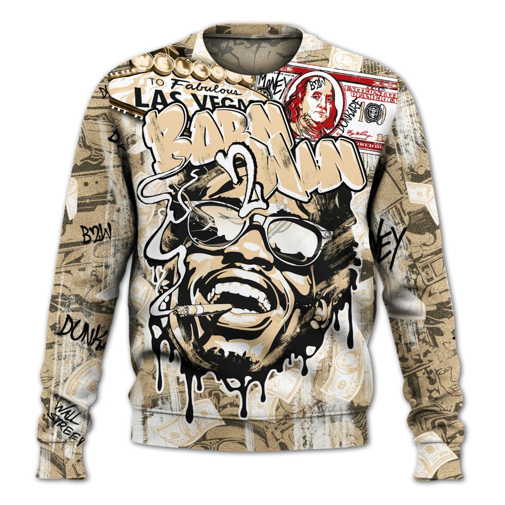 Sweatshirt To Match Dunk Low Strawberry Waffle - Born To Win Money All Over Print