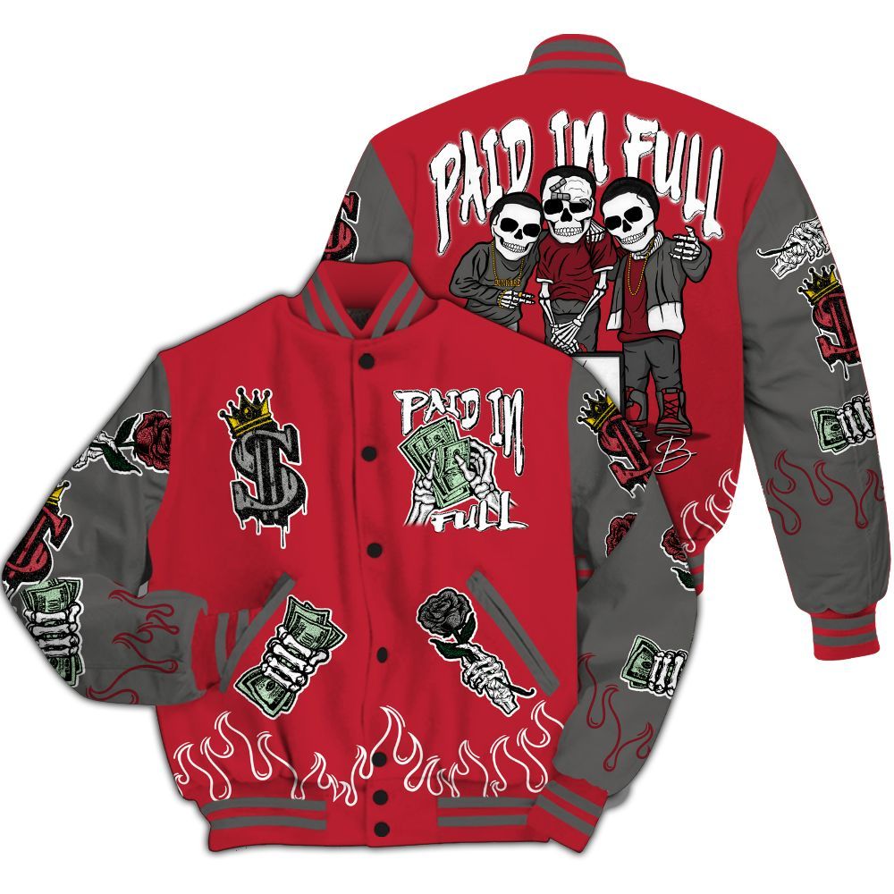 Varsity Jacket To Match Red Flint 13s - Fire Everybody Paid In All Over Print