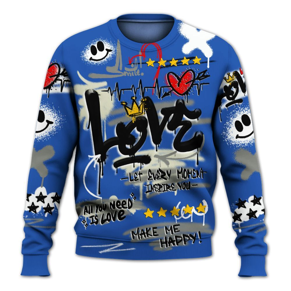 Dunkare Lucky Shorts 3s Shirt, Happy Love Beats Graffiti Streetwear All Over Print Unisex Sweatshirt