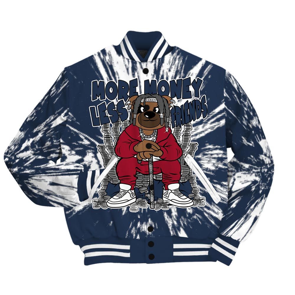 Varsity Jacket To Match Navy Blue 2024 6s - More Moneys Bear Luxury Varsity Jacket Unisex