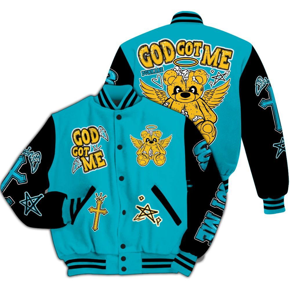 Varsity Jacket To Match Retro Aqua 5s - Gods Guides Me Bear All Over Print