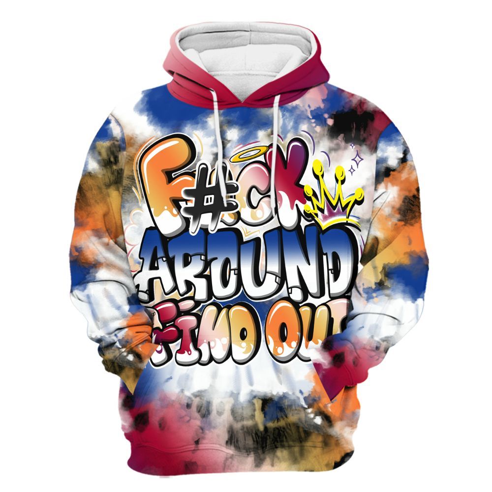 Hoodie To Match Air Griffey Max Los Angeles 1s - Tie Dye FK Around Find Out All Over Print