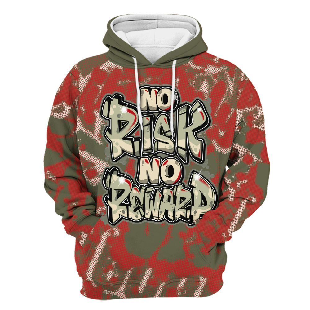 Hoodie To Match Low OG Medium Olive 1s - No Risks No Reward Street All Over Print