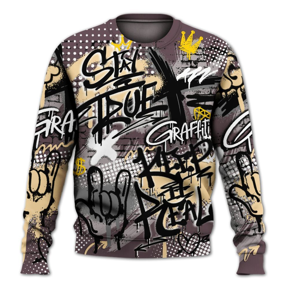 Sweatshirt To Match AMM Black 3s - True It Real Graffiti Streetwear All Over Print