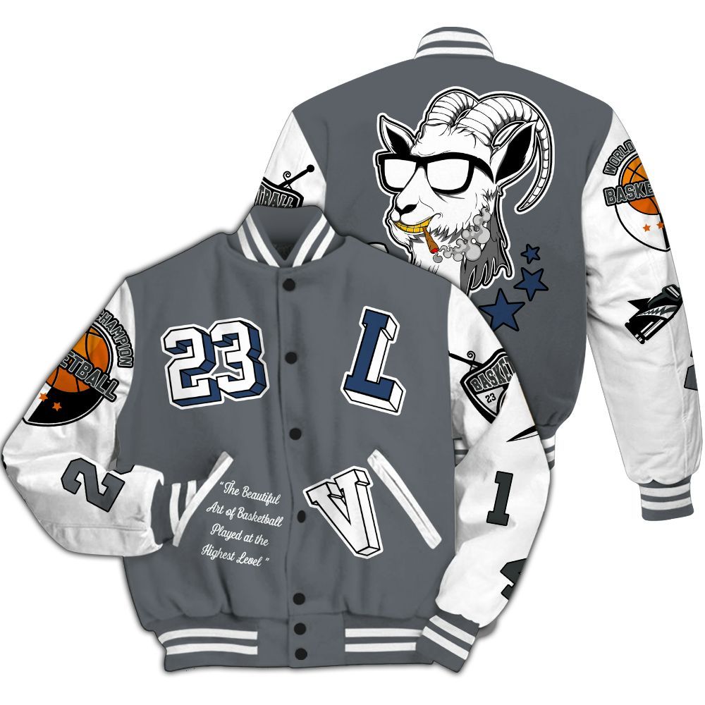 Varsity Jacket To Match Flint Grey 9s - The GOAT Got Em All Over Print