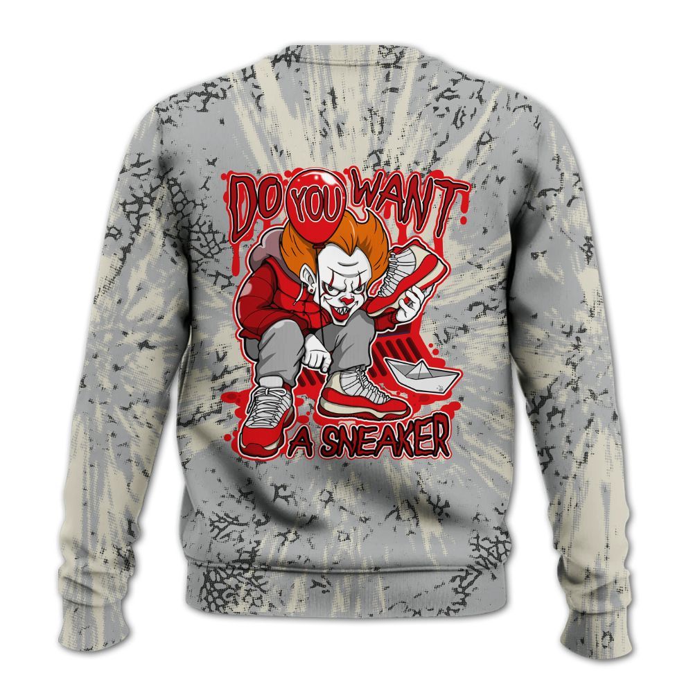 Sweatshirt To Match Cement Grey 3s - Clown Scary Sneakers Graphic Halloween All Over Print