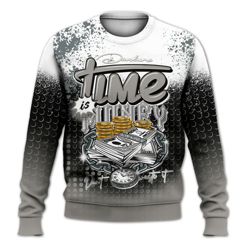 Sweatshirt To Match Cool Grey 9s - Halftone Time Is Money All Over Print