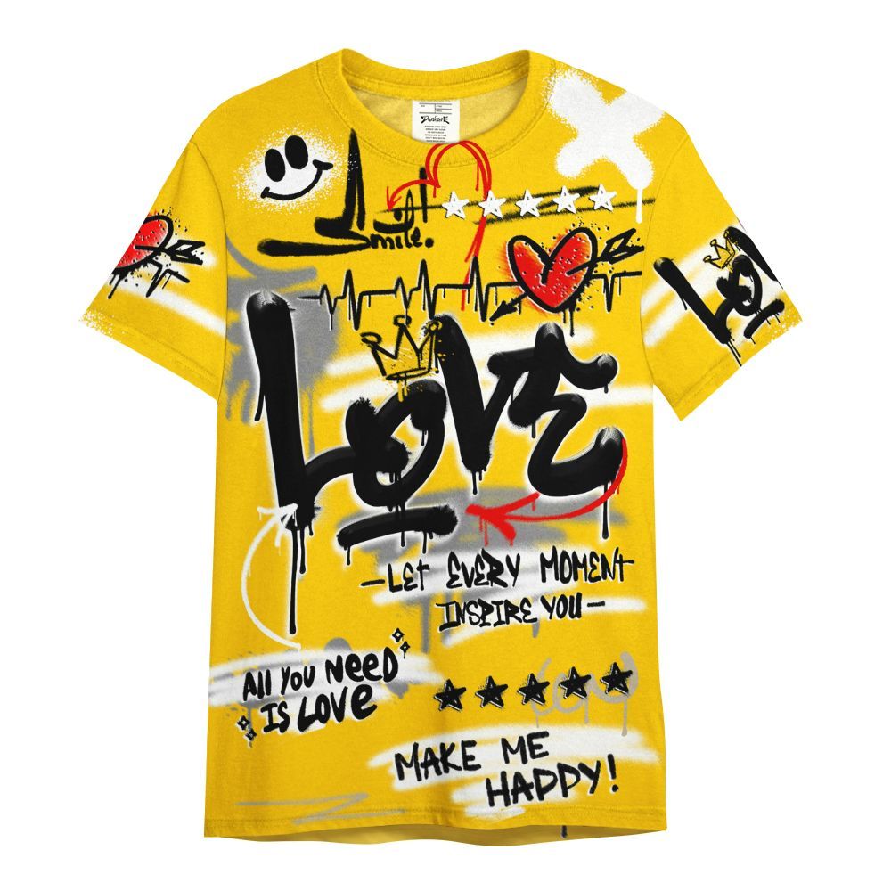 Shirt To Match Vivid Sulfur 4s - Happy Love Beats Graffiti Streetwear All Over Print