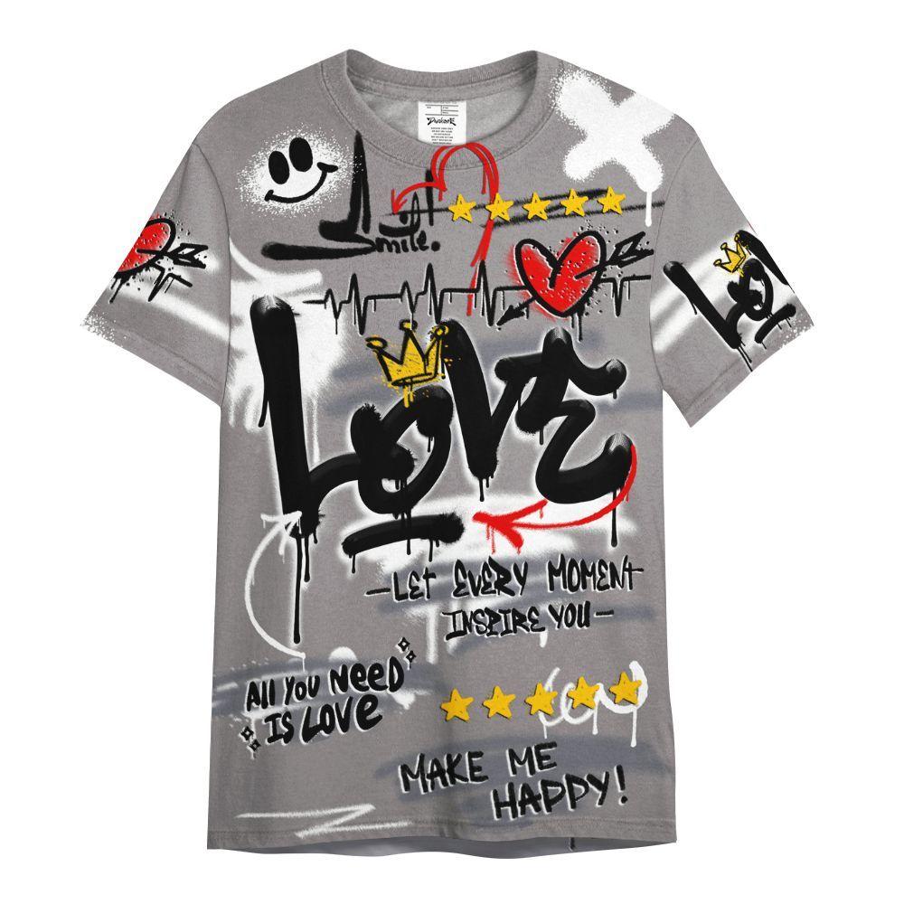 Shirt To Match Cool Grey 11s - Happy Love Beats Graffiti Streetwear All Over Print