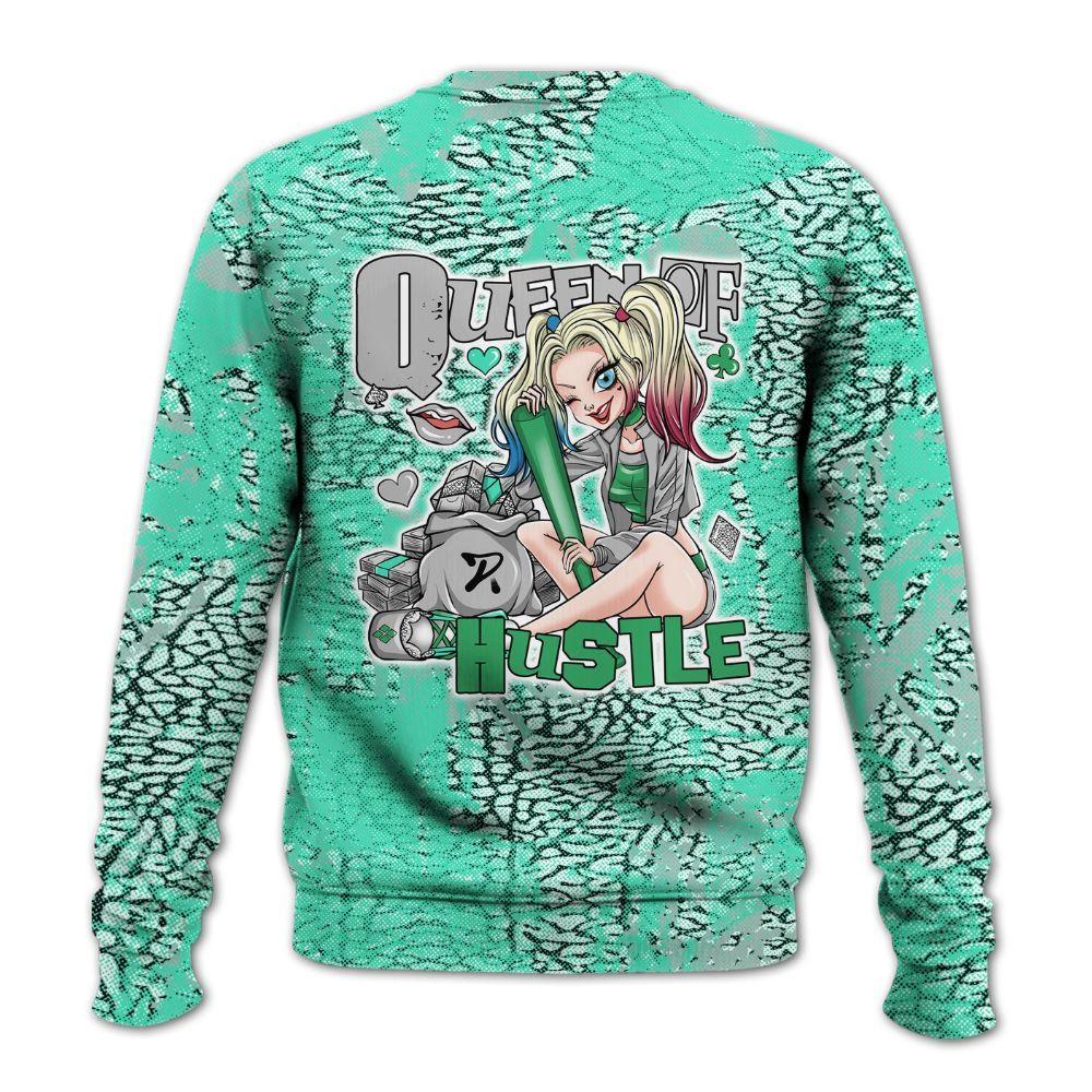 Sweatshirt To Match Black Green Glow 3s - Hustles Quiinn Heart Grunge All Over Print