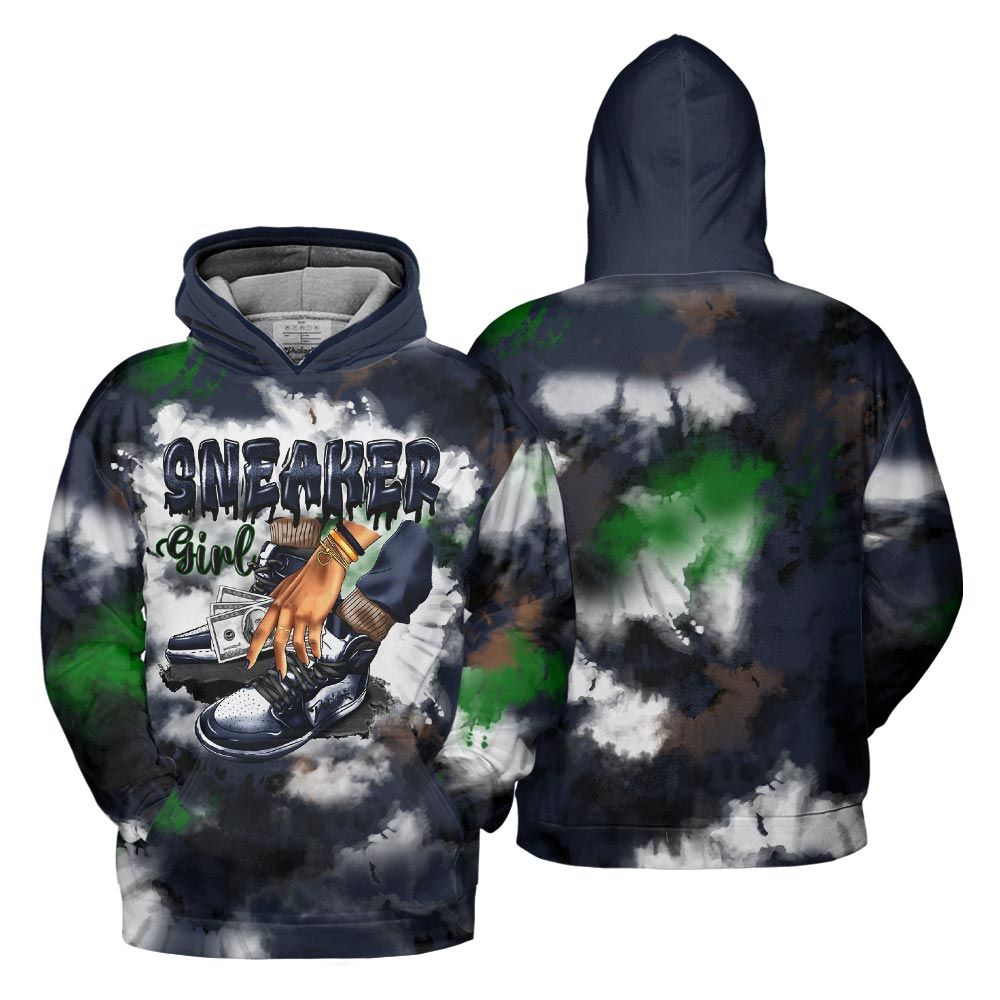 Hoodie To Match Midnight Navy 13s Hoodie, SNEAKER Girl Money Drip Tie Dye Hoodie Outfit 903 NCT