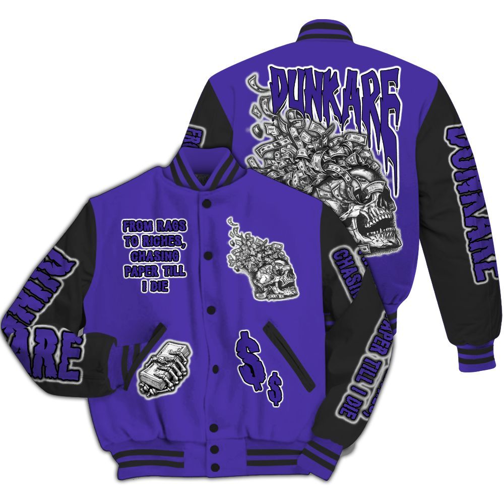 Varsity Jacket To Match Field Purple 12s - From Rags To Riches All Over Print