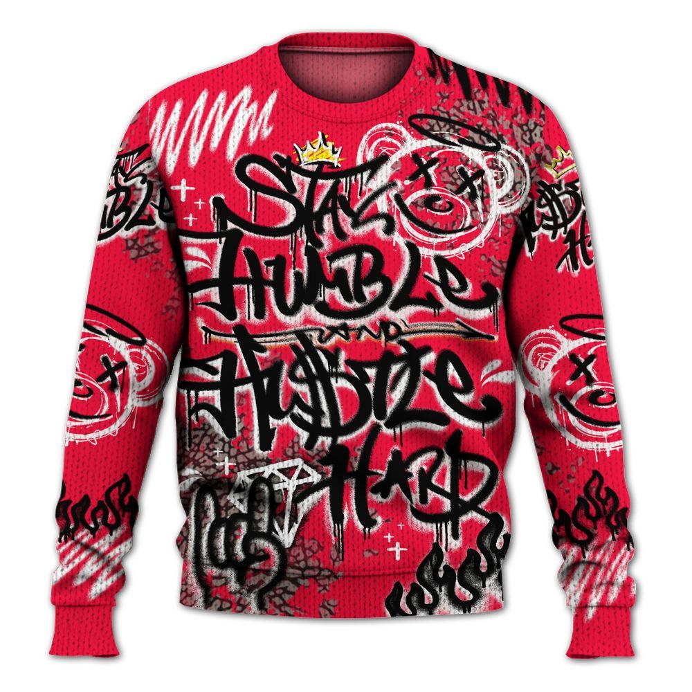 Knitted Sweater To Match Retro Fire Red 3s - Humble Drip Streetwear Graffity