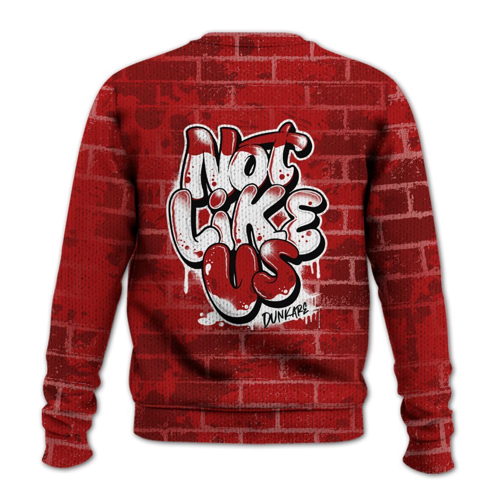 Knitted Sweater To Match Red Taxi 12s - None Like Us Graphic Brick Art