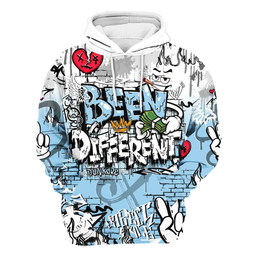 Hoodie To Match Legend Blue 11s - Been Dif2erent Drip Graffiti All Over Print