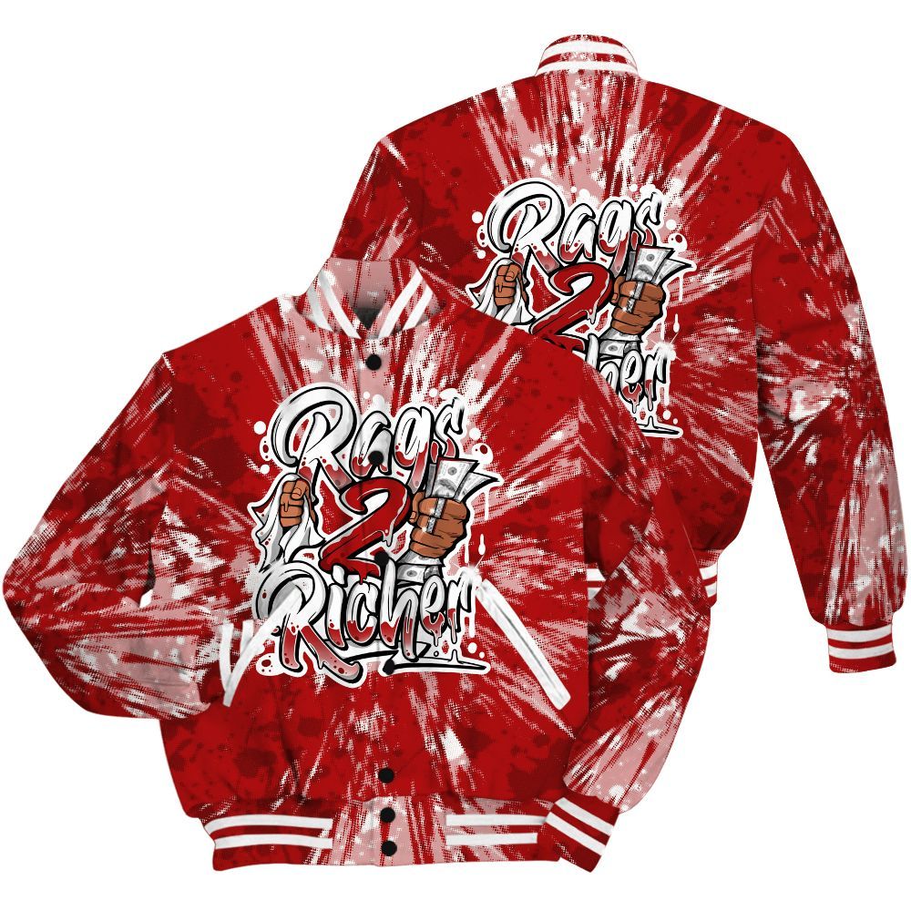 Varsity Jacket To Match Red Taxi 12s Shirt - Rag 2 Rich Graphic Luxury All Over Print
