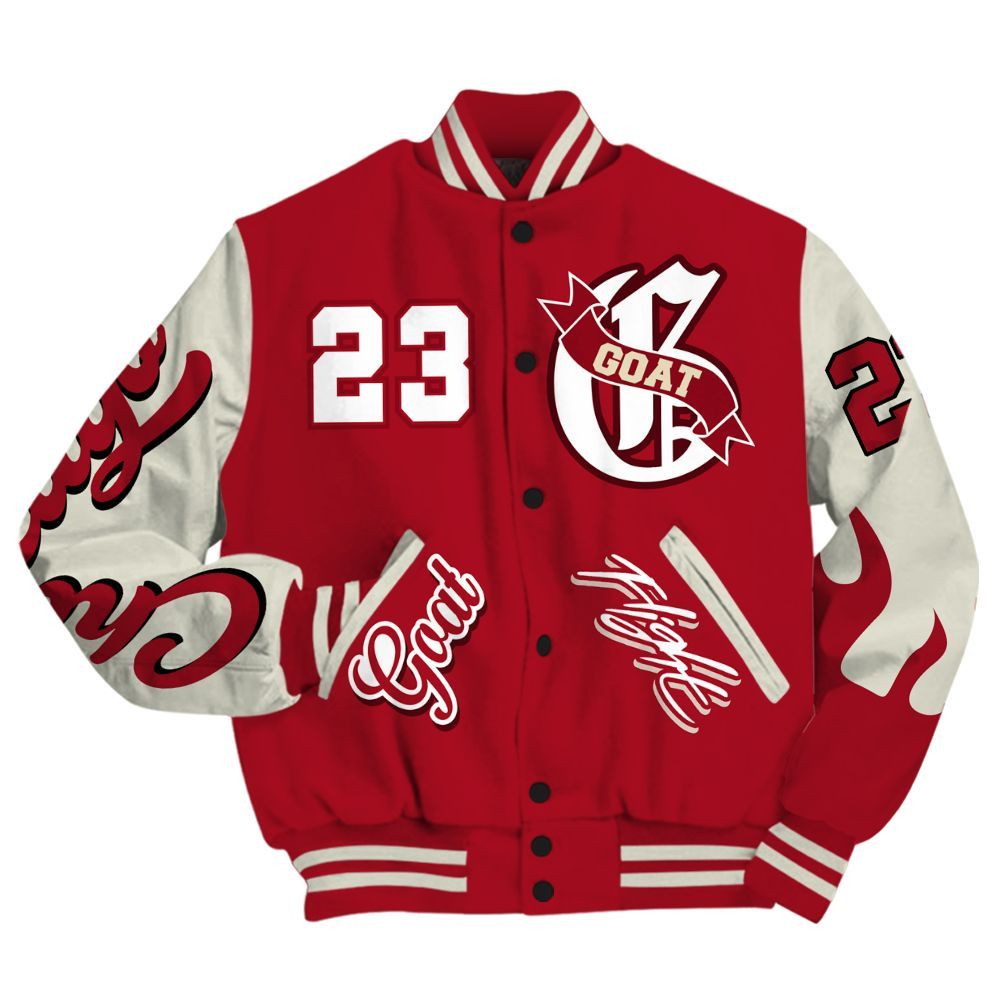 Varsity Jacket To Match 2025 High OG Cinnabar 1s - The G.O.A.T Flight Streetwear All Over Print