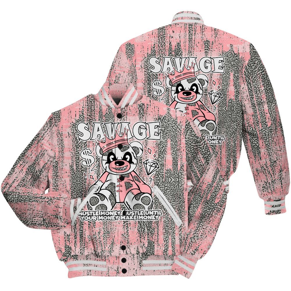 Varsity Jacket To Match Retro Wings 3s Shirt - Savages Bear Glitch Art All Over Print