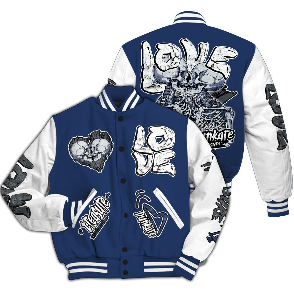 Varsity Jacket To Match Retro Flint 13s - Skull Love All Over Print