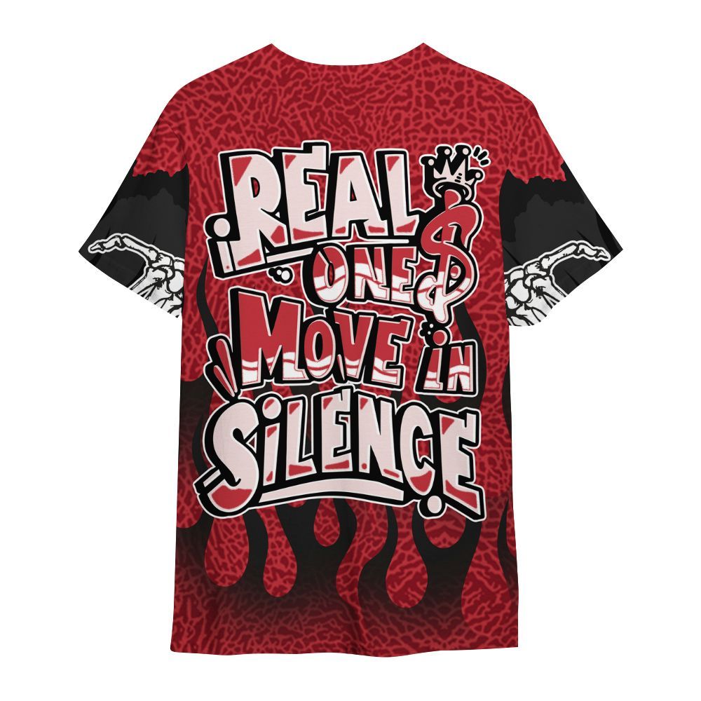 Shirt To Match High OG Varsity Red 1s - Ones Move In Silence Graphic Trapped All Over Print