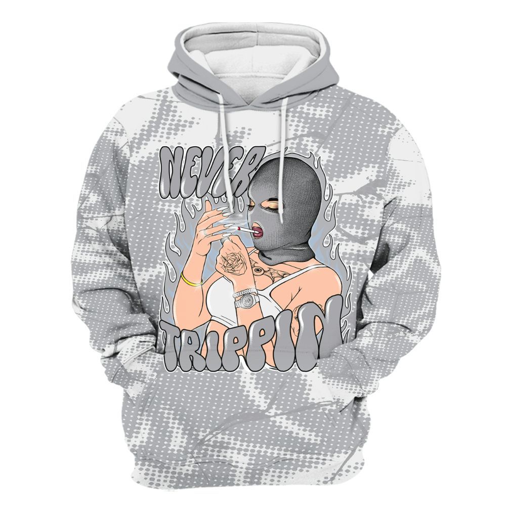 Hoodie To Match Low OG Wolf Grey 1s - Ne'er Trippin' Unique Crack All Over Print