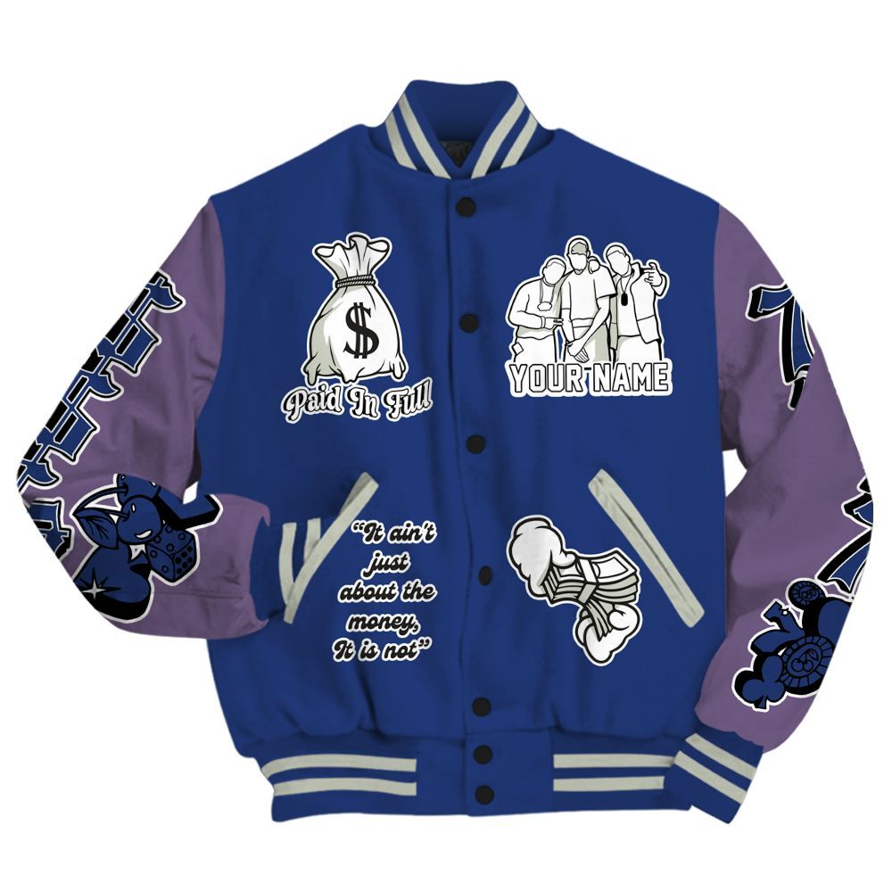 Varsity Jacket To Match Low OG Voodoo Alternate 1s - Paid In Full Baseball Varsity Jacket Custom Name All Over Print