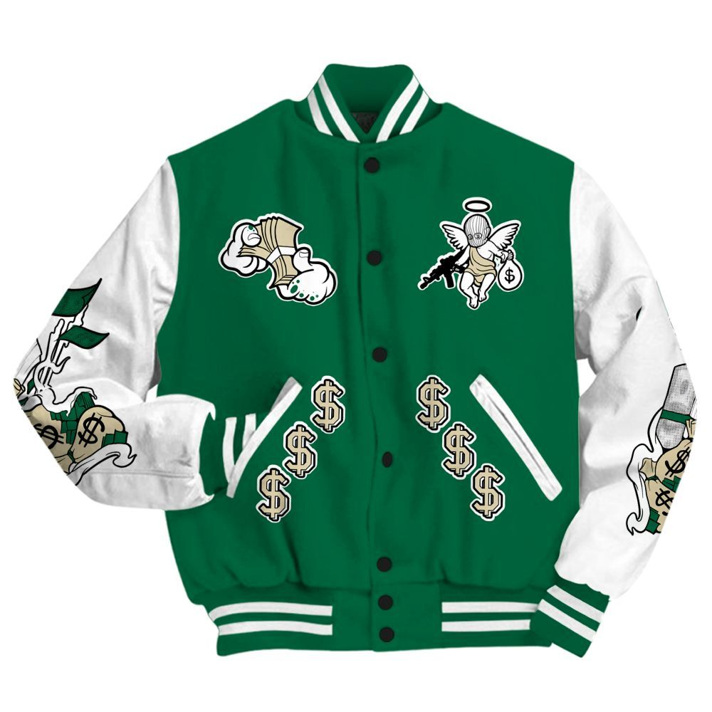 Varsity Jacket To Match Pine Green 4s - Ones Move In Silence Graphic All Over Print