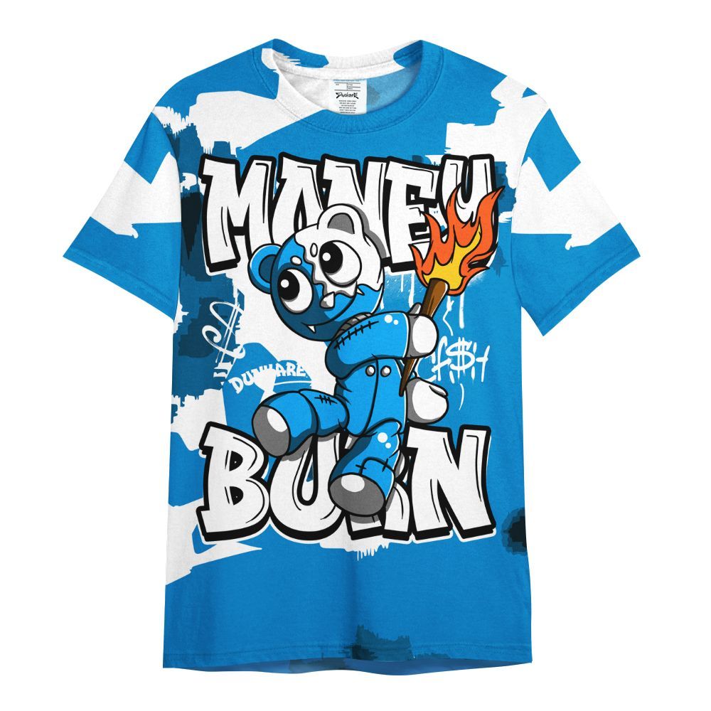 Shirt To Match Industrial Blue 4s - Money Burn Retro Military Blue 4s Outfit All Over Print
