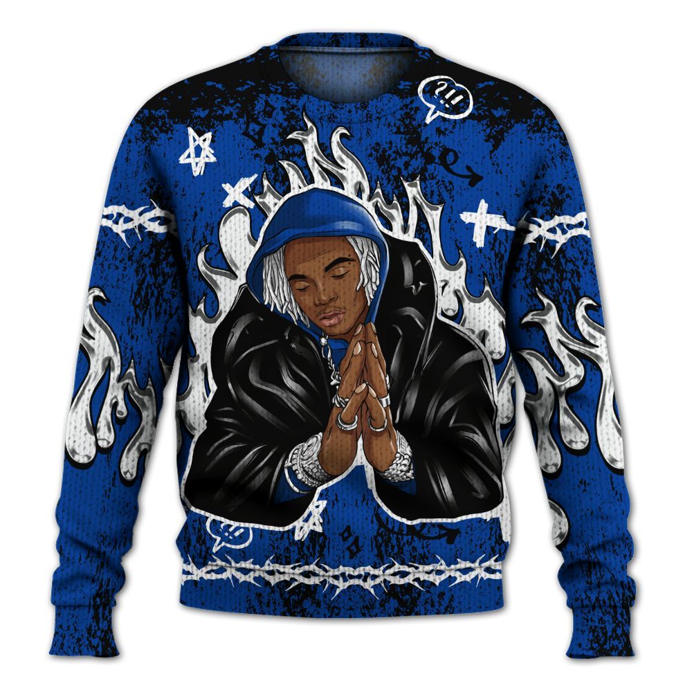 Knitted Sweater To Match Hyper Royal 12s - Trappin Unique Graphics