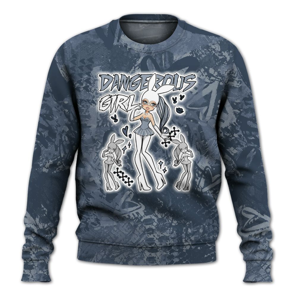 Sweatshirt To Match Low Diffused Blue 11s - Dangerous.Girl Heart Grunge All Over Print