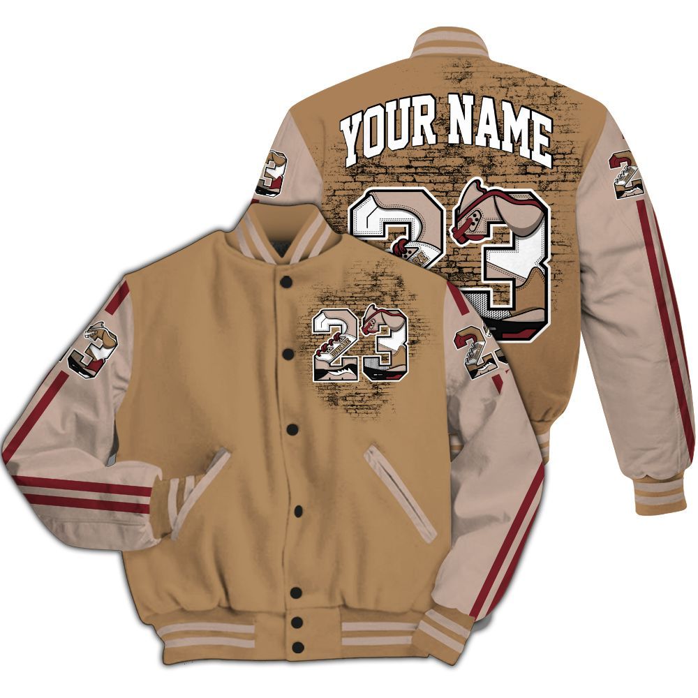 Varsity Jacket To Match Kobe 4 Gold Medal - Custom Name Number 23 5s All Over Print
