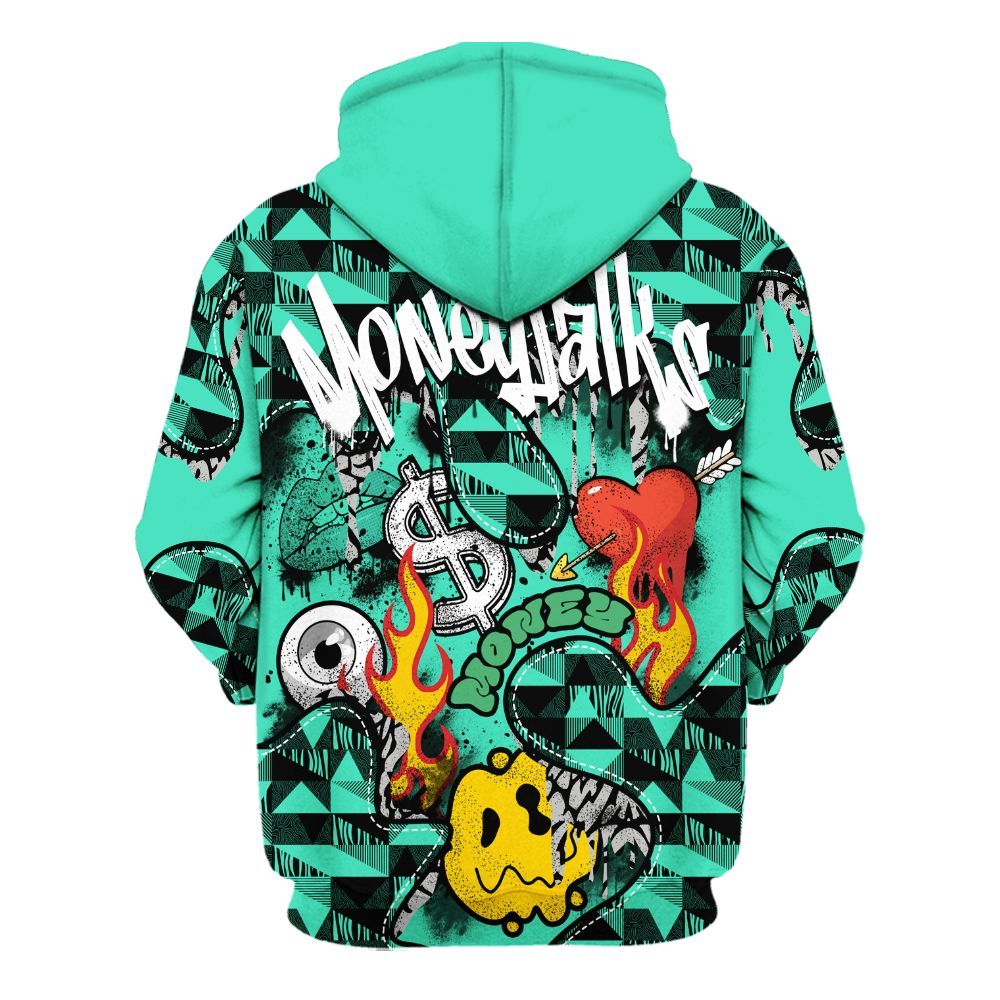 Hoodie To Match Black Green Glow 3s - 23 Smile Burning Heart Green Glow 3s All Over Print