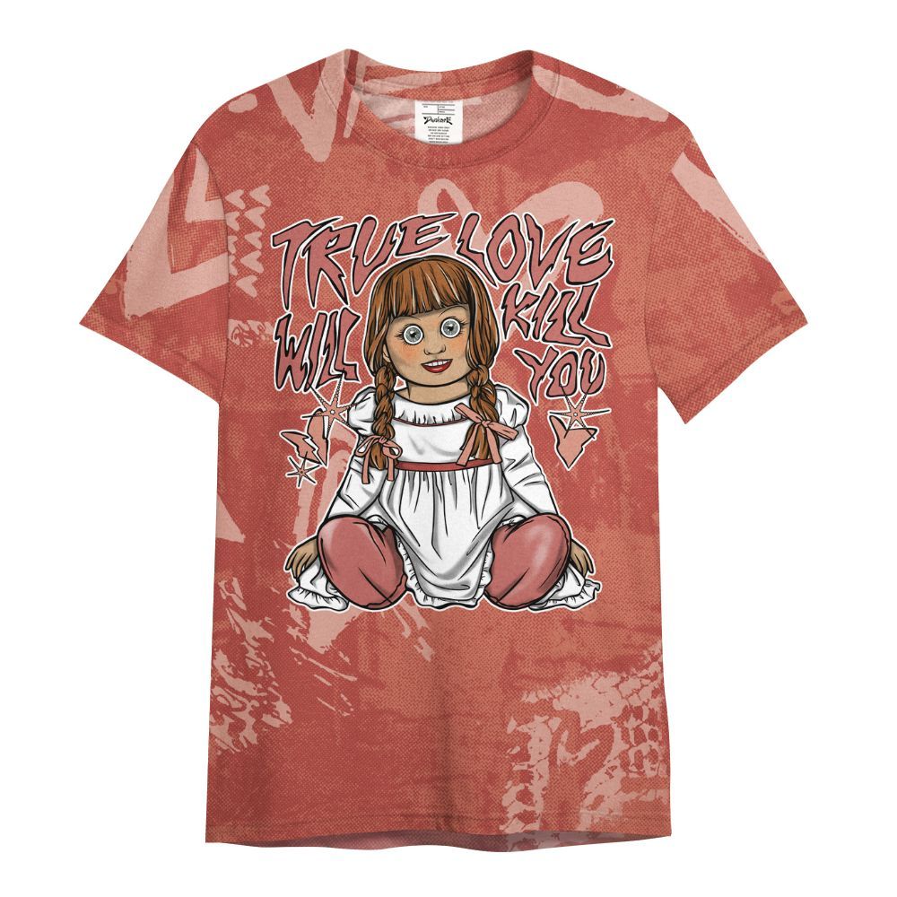 Shirt To Match Dune Red 13s - Genuine Loves Bear Heart Grunge All Over Print