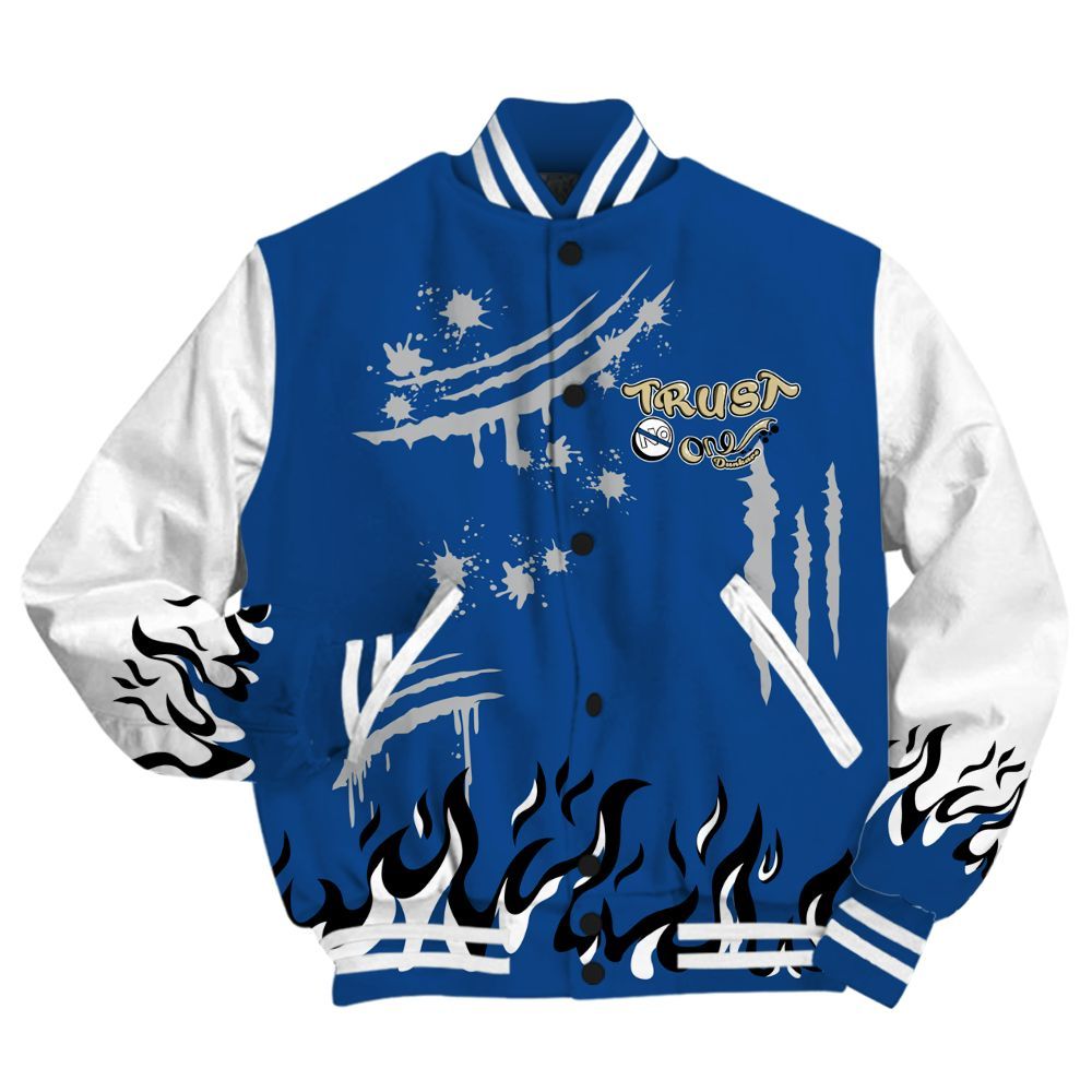 Varsity Jacket To Match Air Ship Royal Blue - Graphic Trust No One All Over Print