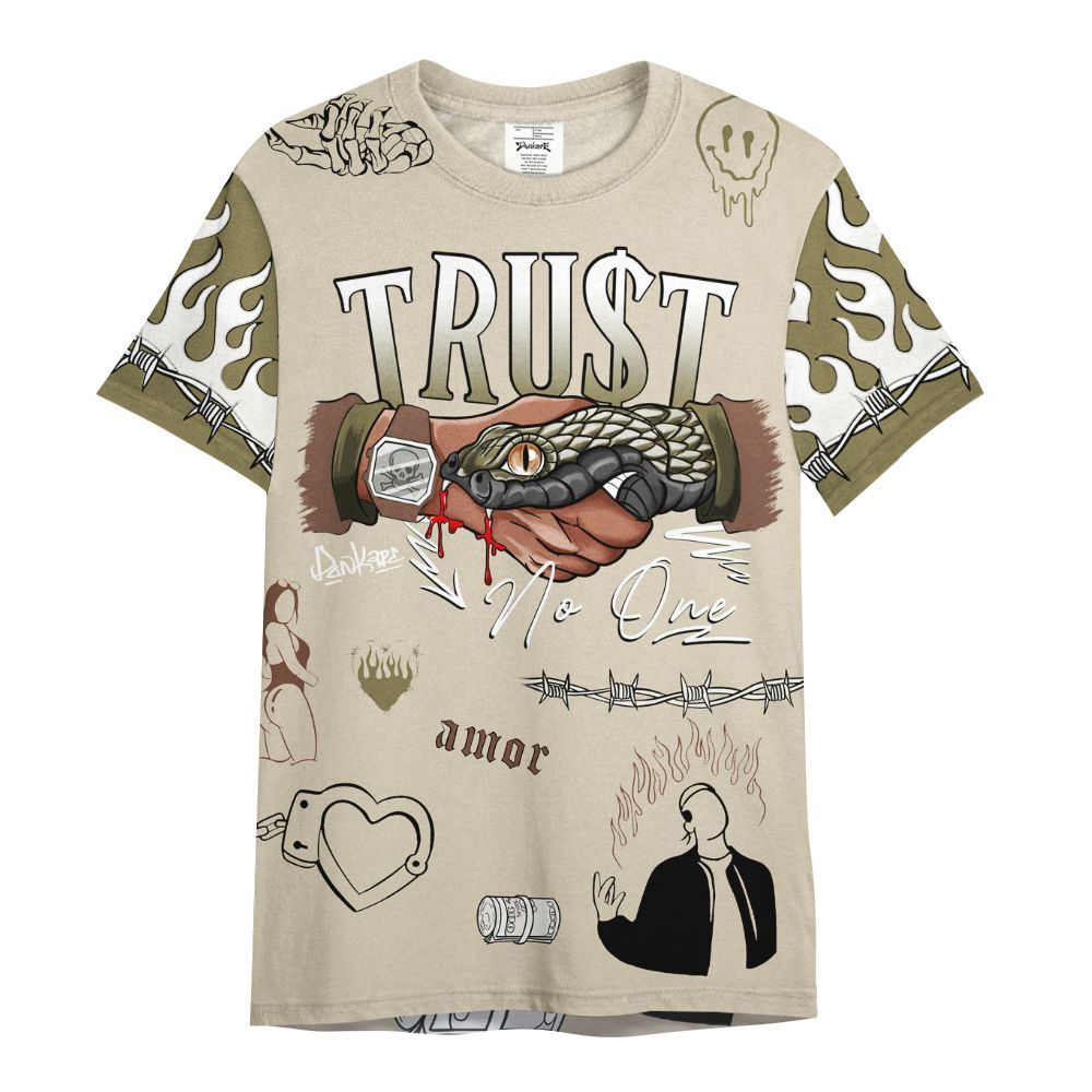 Shirt To Match Sail Neutral Olive 6s - Snake Trust No One All Over Print
